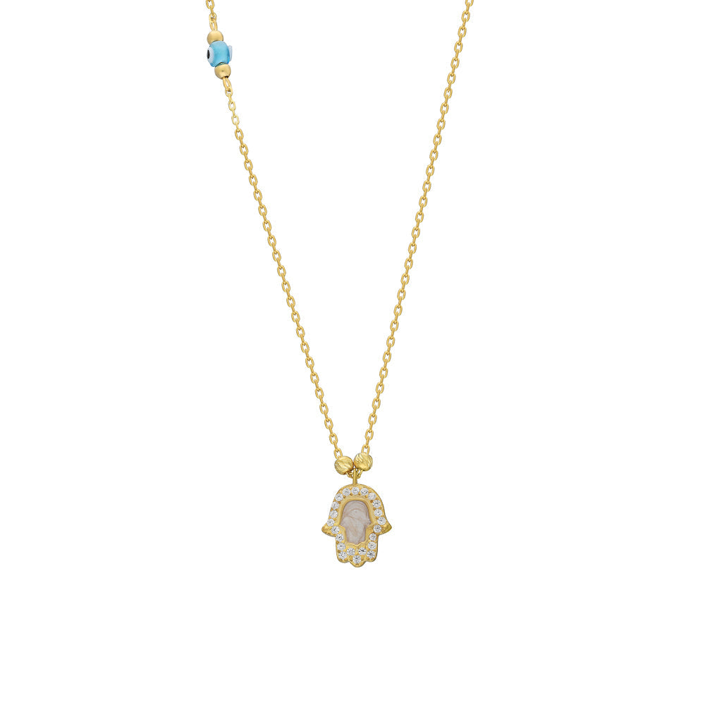 Kardelen Fatimas Hand mit Nazar Halskette - 925 SILBER Neueste Stile
