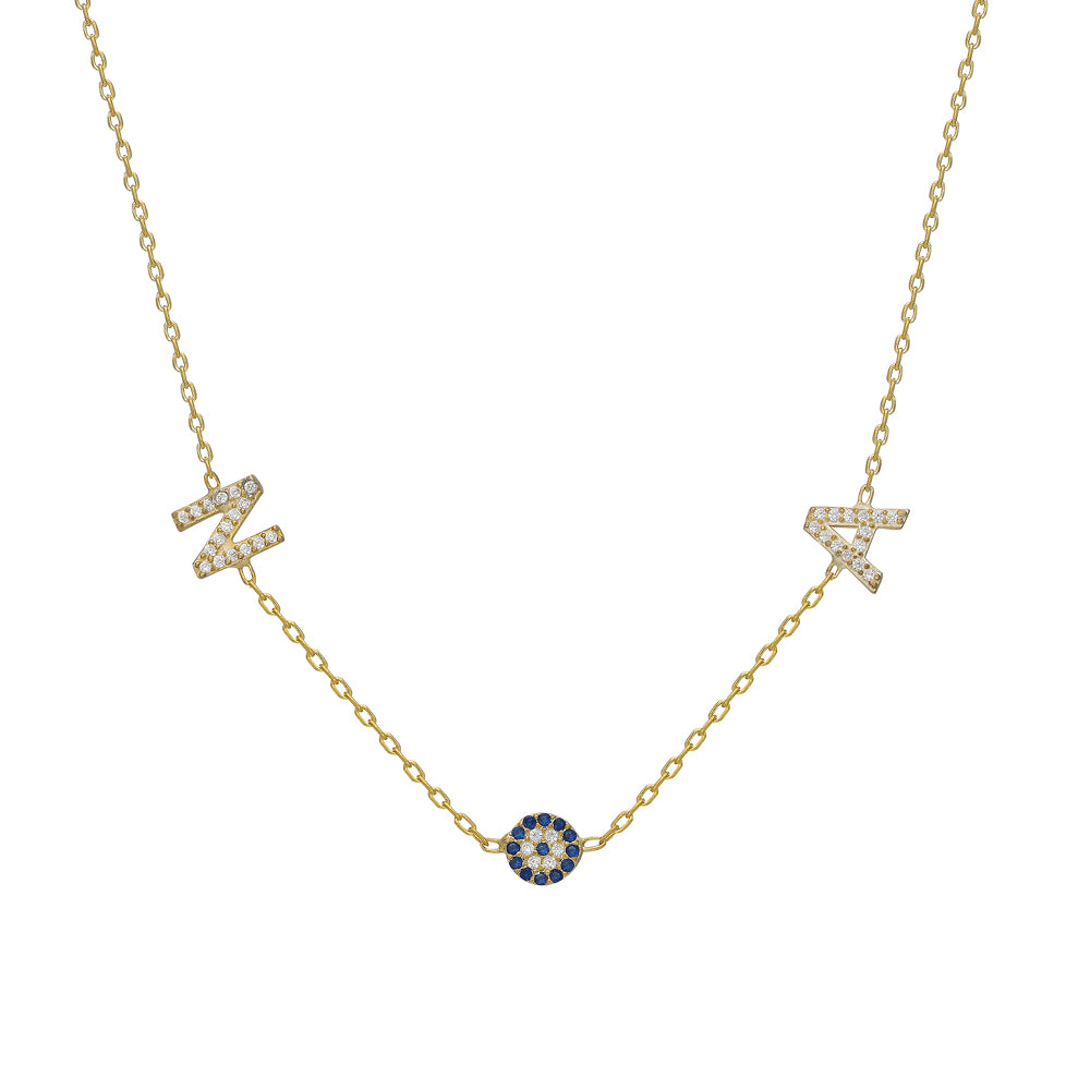Kardelen DUO INITIALEN NAZAR NECKLACE - 925 SILBER Fabrikverkauf
