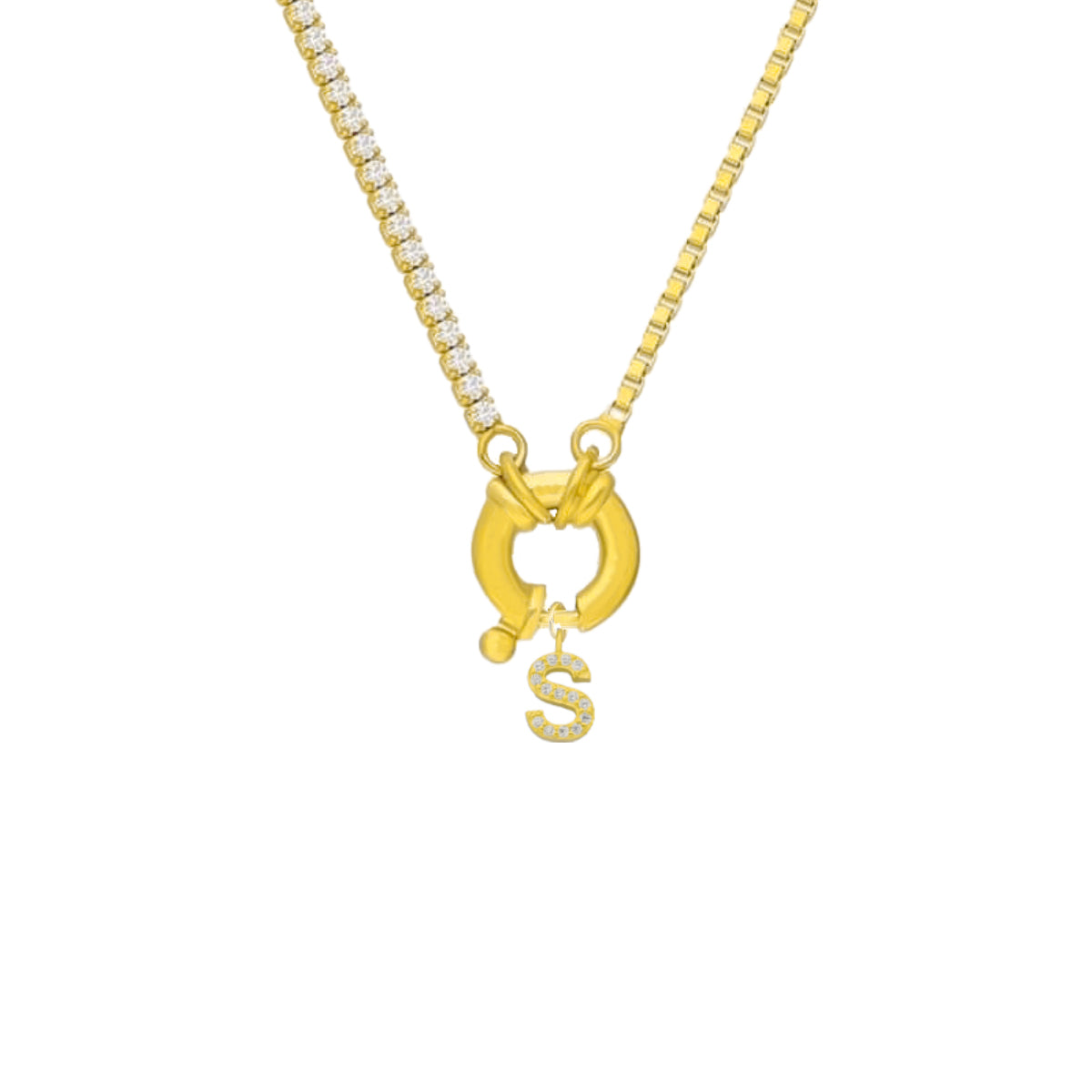 Kardelen Chain Design Iced-Buchstabe - 925 SILBER Räumungsverkauf