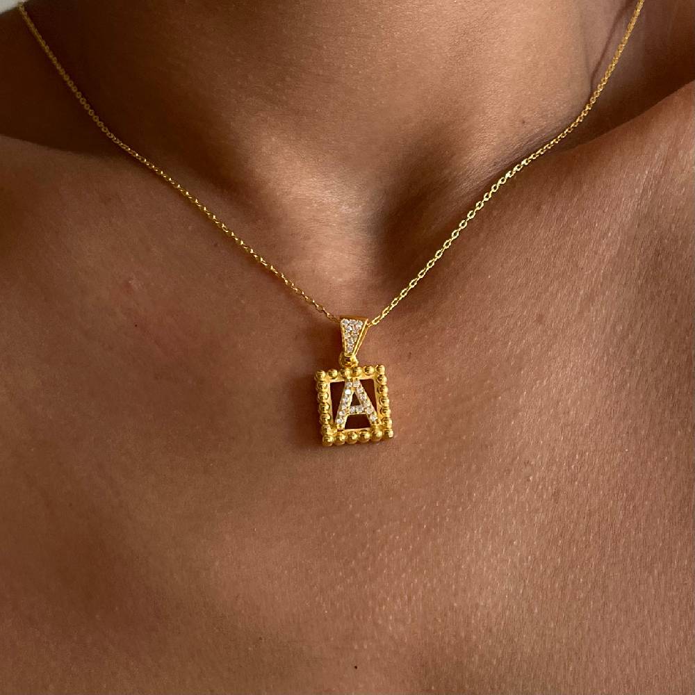 Kardelen Buchstaben Kette mit Zirkonia - 925 SILBER Kauf eins, bekomm eins gratis
