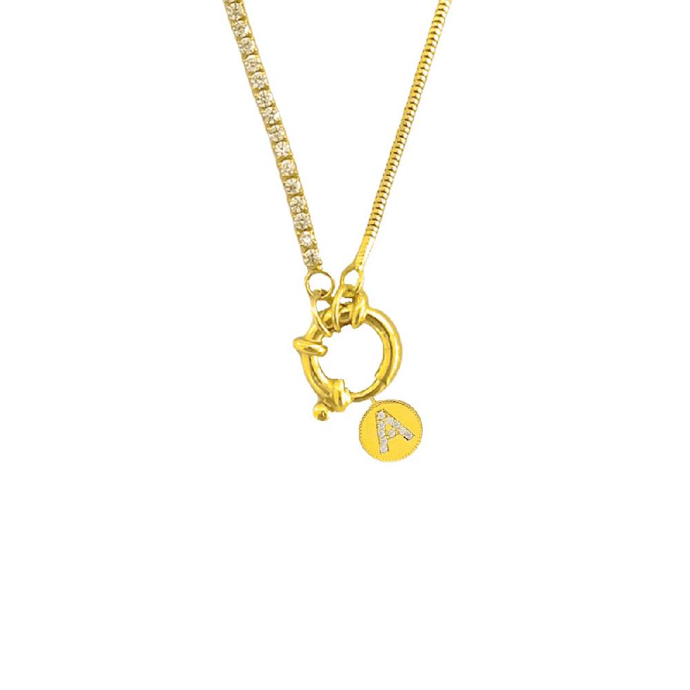 Kardelen Chain Design Italia Iced Round Zirkonia Buchstabenkette - 925 SILBER Riesige Ersparnisse