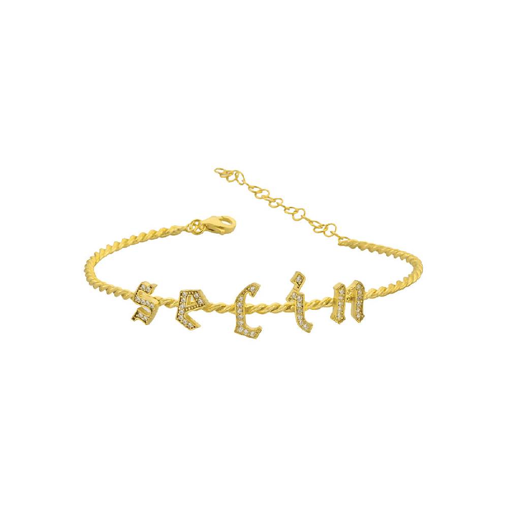 Kardelen Burma Armband mit Zirkonia Buchstaben Gothic - 925 SILBER VIP-Rabatte