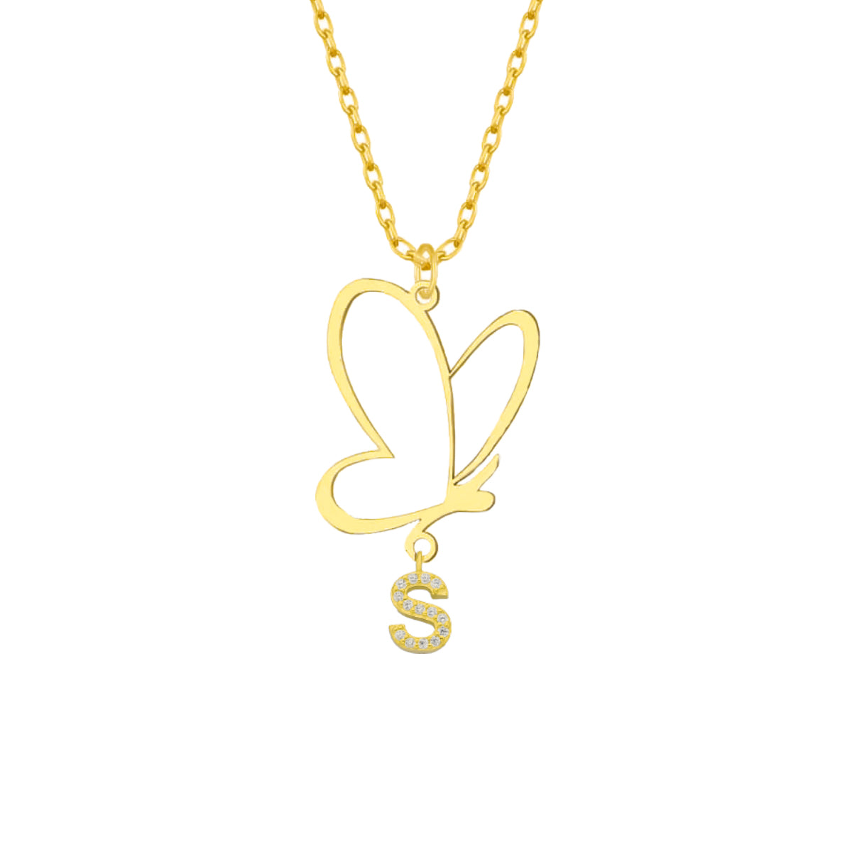 Kardelen Butterfly Kette mit Wunschbuchstabe - 925 SILBER 50% Rabatt mit kostenlosem Versand