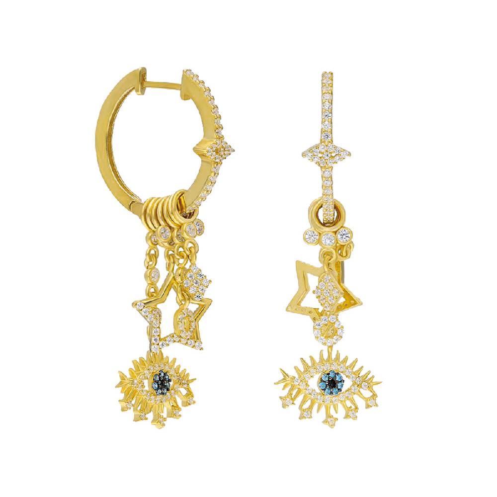Kardelen Eye Effect Star Single Ohrring - 925 SILBER Fabrik Onlineshop