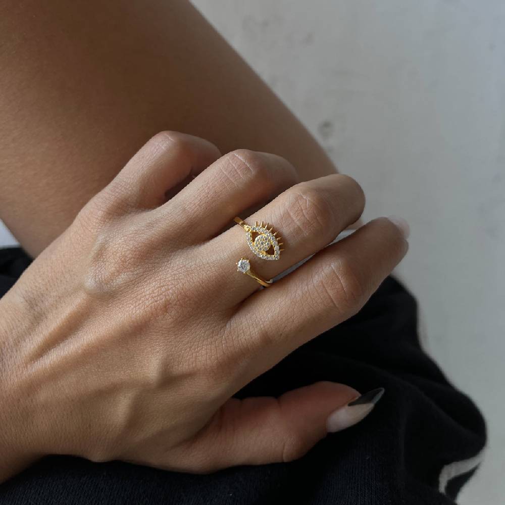 Kardelen Zirconia Eye Ring - 925 SILBER Super Sparpreis
