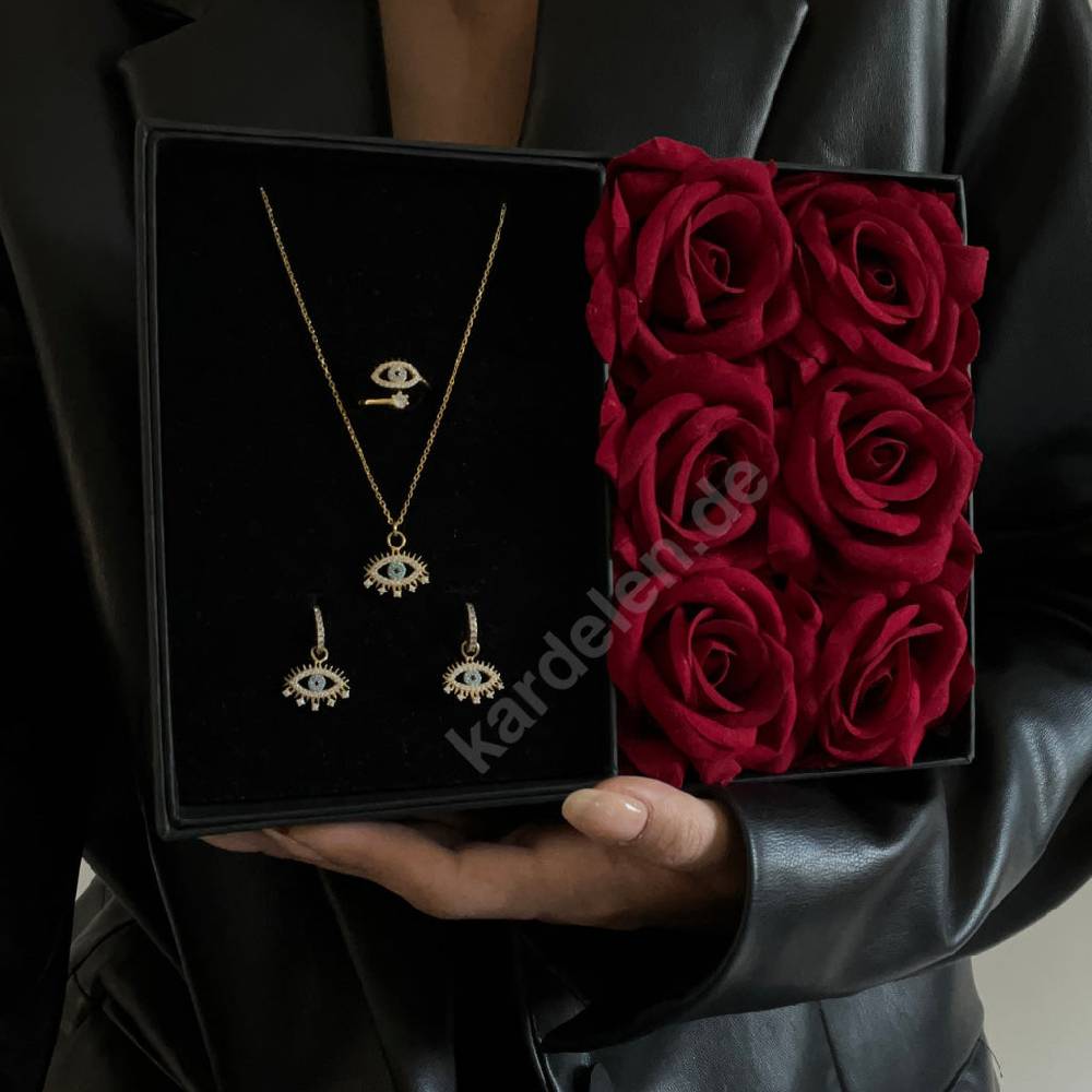 Kardelen Nazar mit Zirkonia Stein Set - 925 SILBER Zeitbegrenzte Promotion