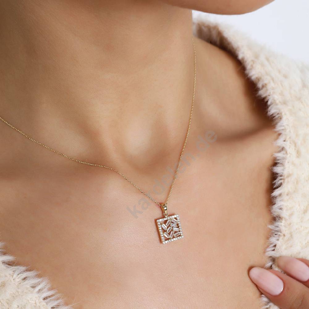 Kardelen 14K GOLD MINA ZIRKONIA HALSKETTE Exklusivangebot