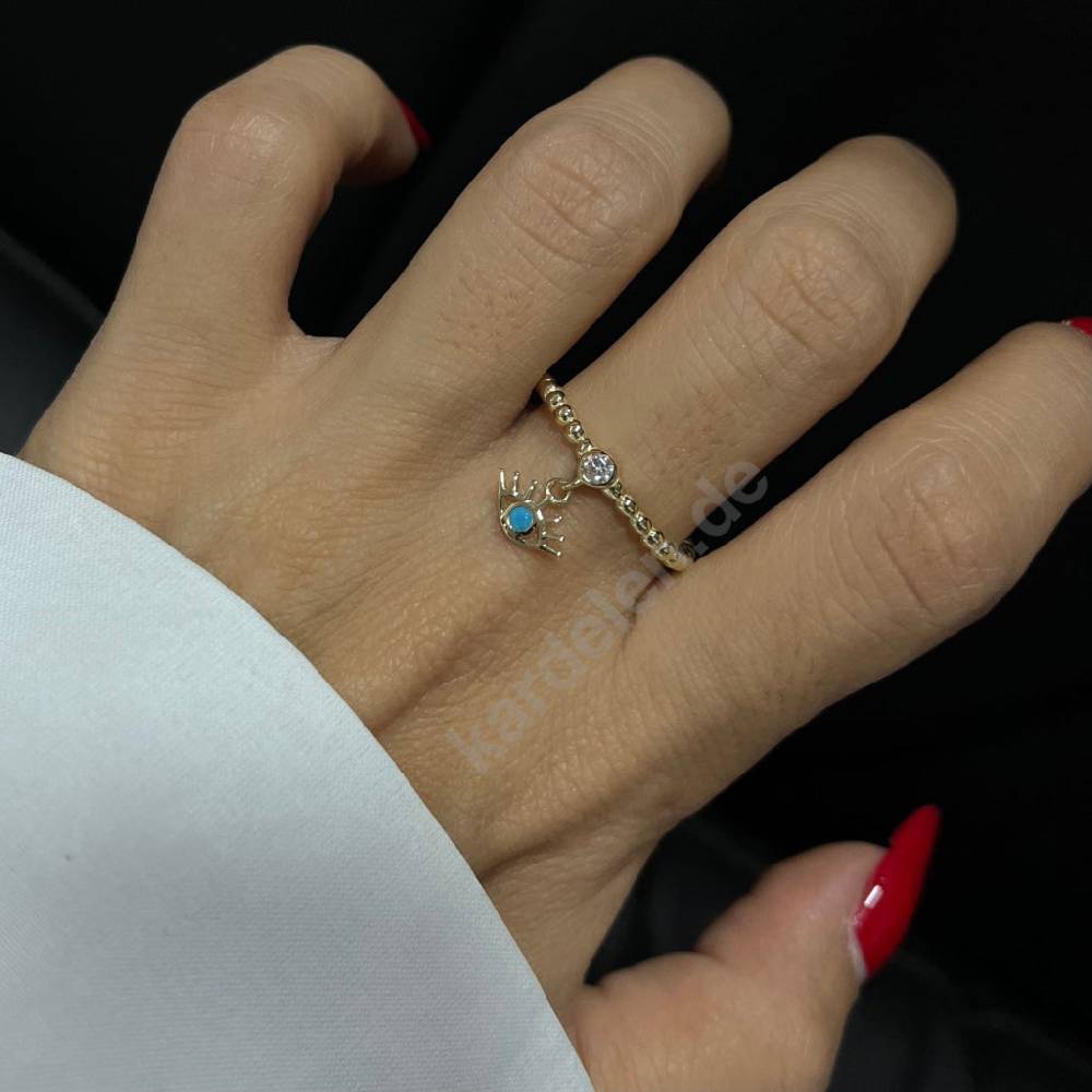 Kardelen 14K GOLD STONE RING MIT AUGE Cyber Monday
