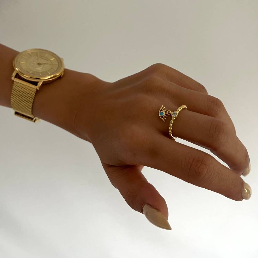 Kardelen Stone Ring mit Auge - 925 SILBER Neueste Stile