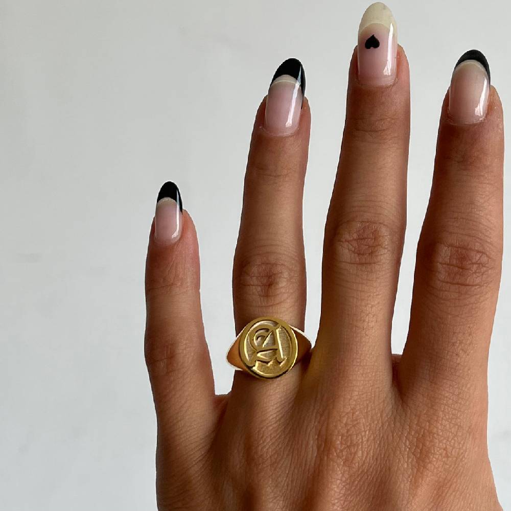 Kardelen Buchstaben Ritter Ring - 925 SILBER Online Shopping