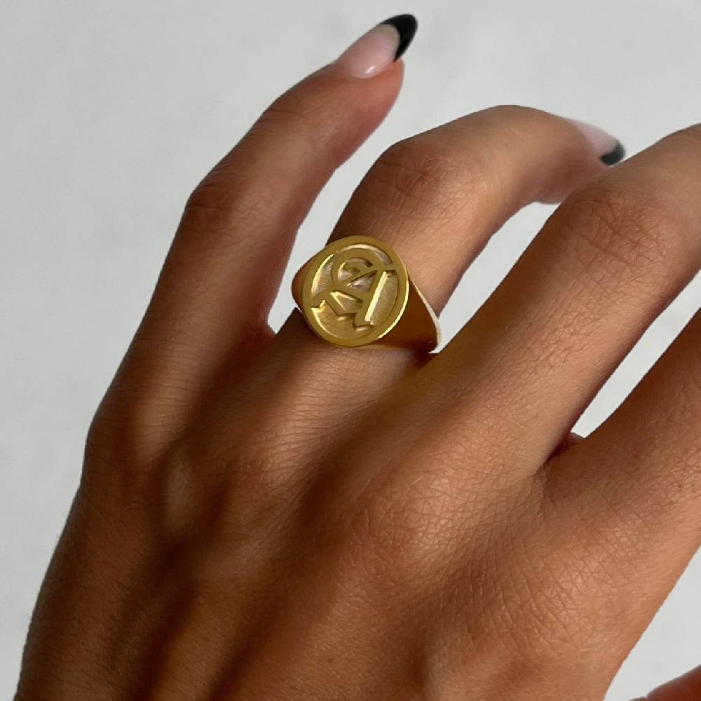 Kardelen Buchstaben Ritter Ring - 925 SILBER Online Shopping