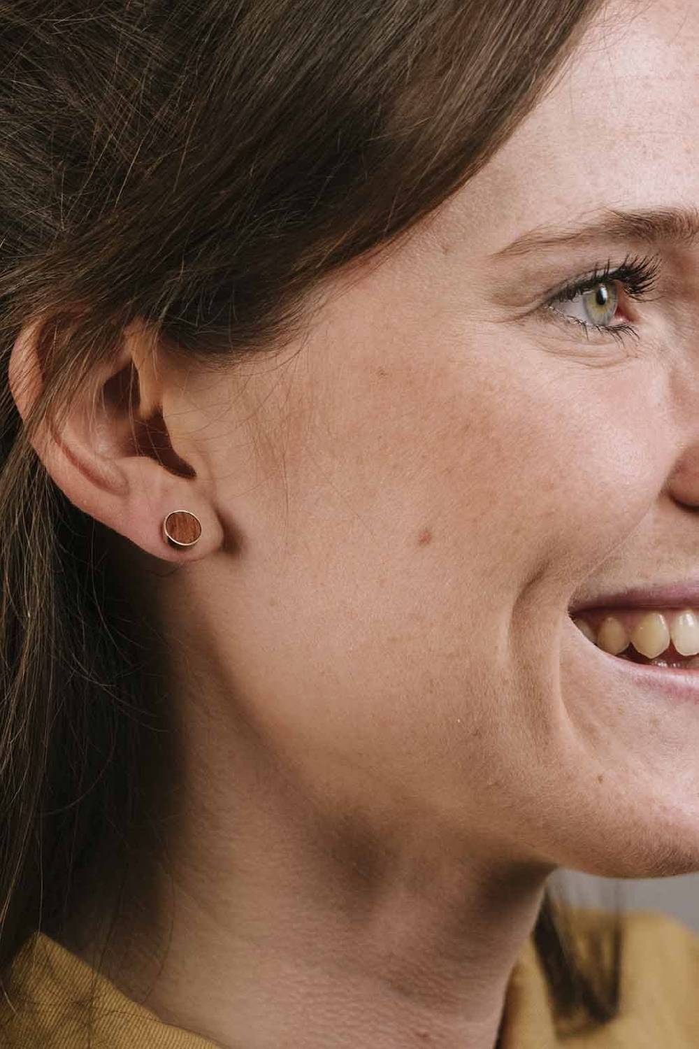 Kerbholz CIRCLE EARRING Walnuss Vierteljährliche Förderung