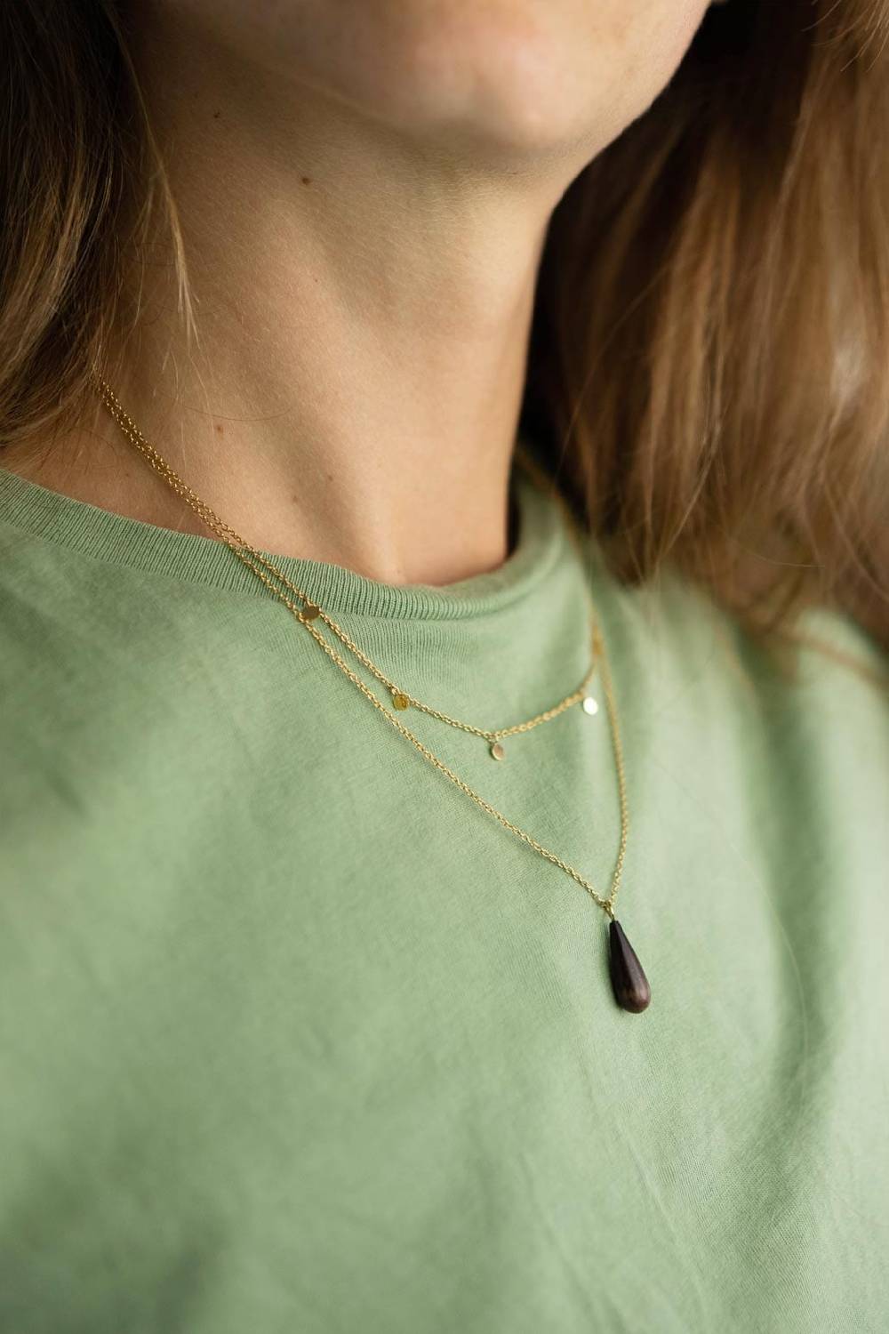 Kerbholz DROP DOUBLE NECKLACE Walnuss Angebote