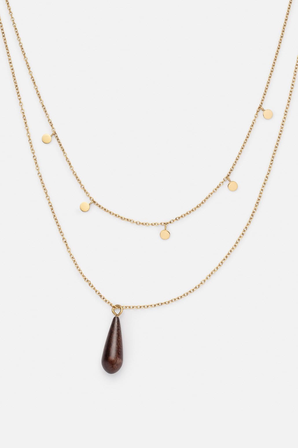 Kerbholz DROP DOUBLE NECKLACE Walnuss Hotsell