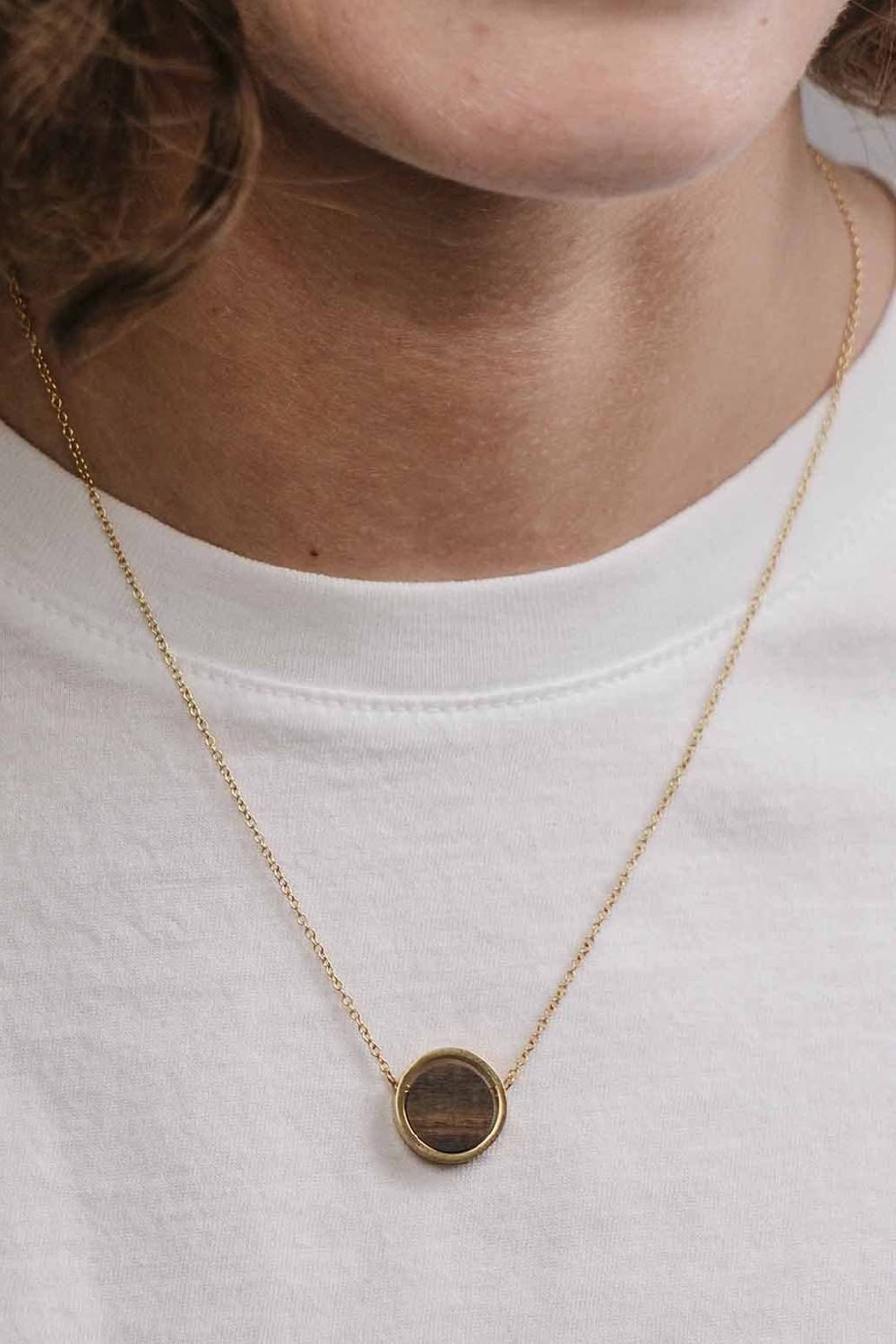 Kerbholz CIRCLE NECKLACE Walnuss Begrenztes Angebot