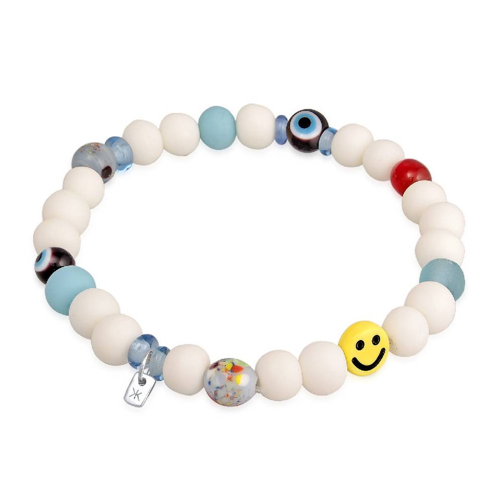 Kuzzoi Armband mit Smiling Face | Harzperlen Kostenlose Rückgabe