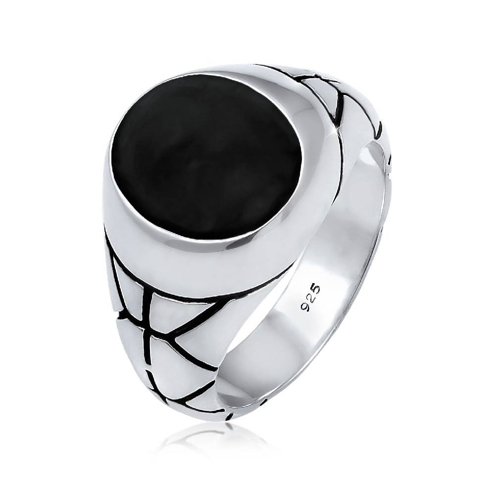 Kuzzoi Siegelring Oval Strukturiert | Emaille Black Friday Preise