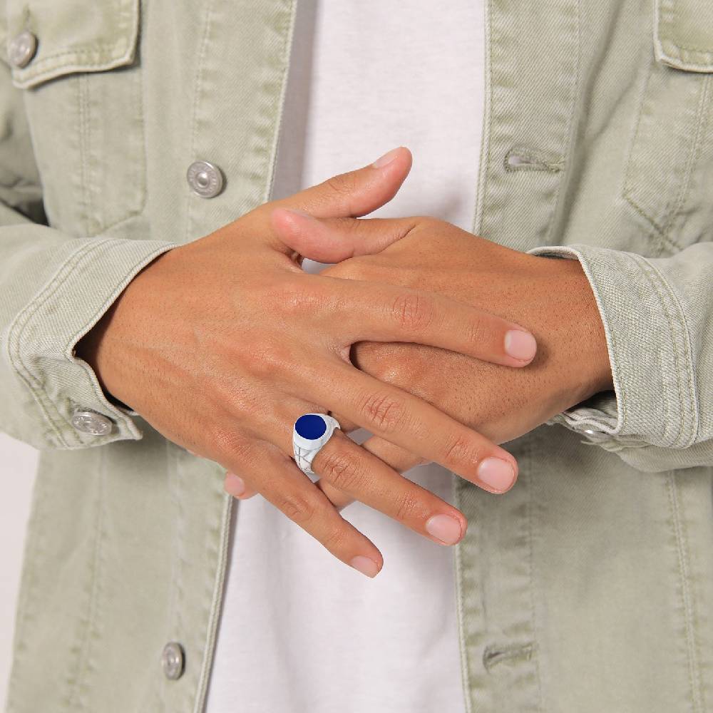 Kuzzoi Siegelring Elegant | Emaille (Blau) Riesige Rabatte