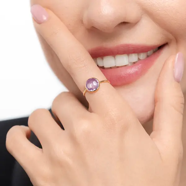 Leaf Jewelry Ring Amethyst, 14 K Gelbgold Räumungsverkauf