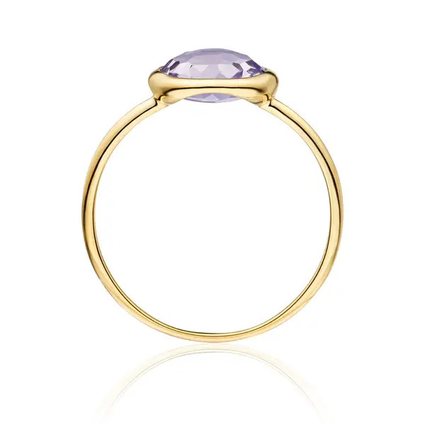 Leaf Jewelry Ring Amethyst, 14 K Gelbgold Räumungsverkauf