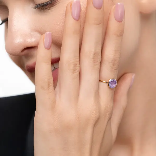 Leaf Jewelry Ring Amethyst, 14 K Gelbgold Räumungsverkauf