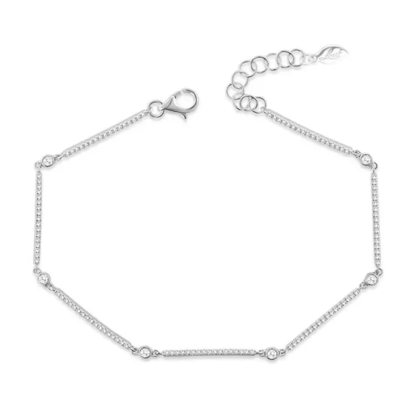 Leaf Jewelry Armband Bar, 18K Weissgold, Diamanten Tiefpreis