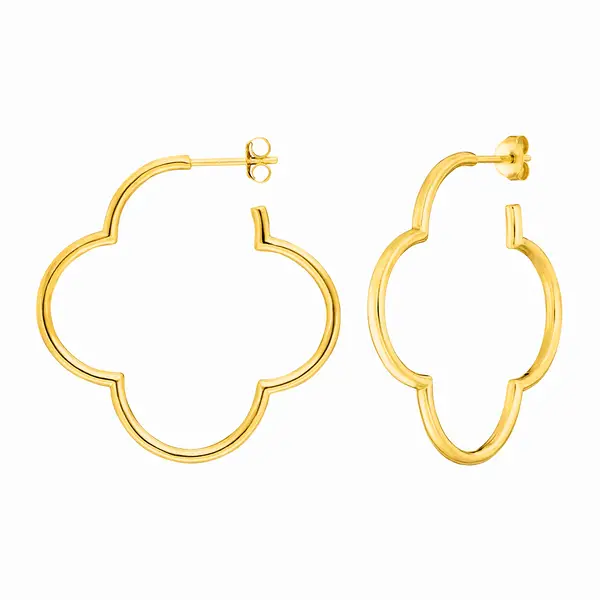 Leaf Jewelry Creole Kleeblatt, 40mm, 14 K Gelbgold Begrenzte Freigabe