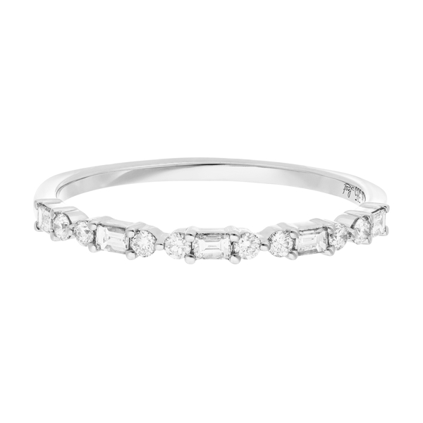 Leaf Jewelry Ring mit Baguette Diamanten, 14K Weißgold Letzte 3 Tage