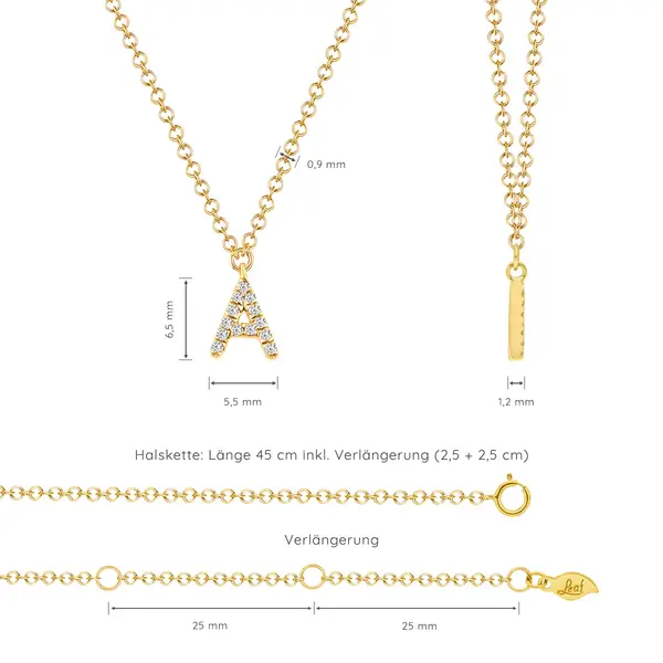 Leaf Jewelry Buchstabenketten, 14 K Gelbgold mit Diamanten JETZT KAUFEN
