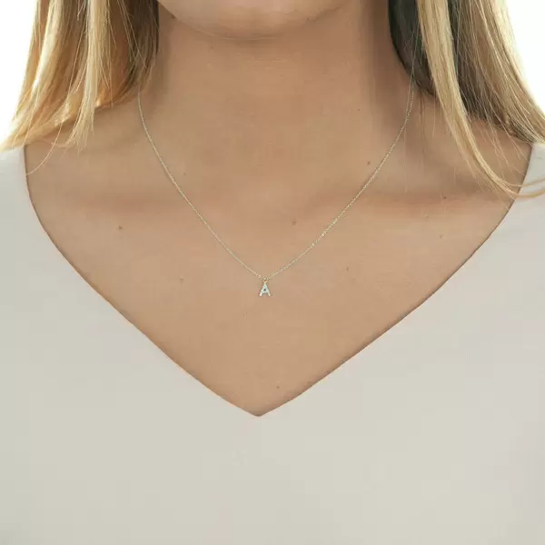 Leaf Jewelry Buchstabenketten, 14 K Weißgold mit Diamanten Neueste Stile