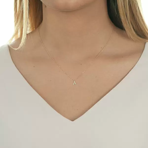 Leaf Jewelry Buchstabenketten, 14 K Rosegold mit Diamanten Letzte 2 Tage