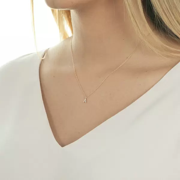 Leaf Jewelry Buchstabenketten, 14 K Rosegold mit Diamanten Letzte 2 Tage