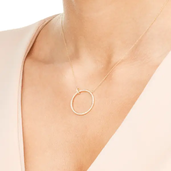 Leaf Jewelry Halskette Circle Groß mit Diamanten, 18 K Gelbgold Bis zu 50% Rabatt