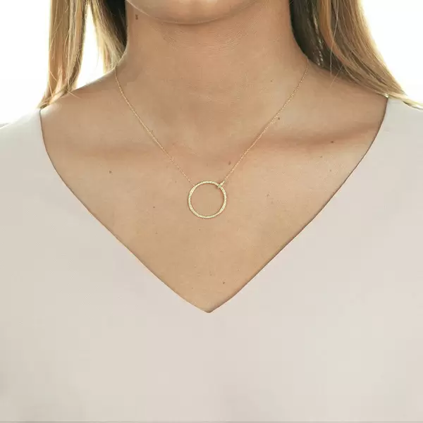 Leaf Jewelry Halskette Circle Groß mit Diamanten, 18 K Gelbgold Bis zu 50% Rabatt
