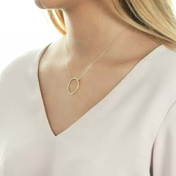 Leaf Jewelry Halskette Circle Groß mit Diamanten, 18 K Gelbgold Bis zu 50% Rabatt