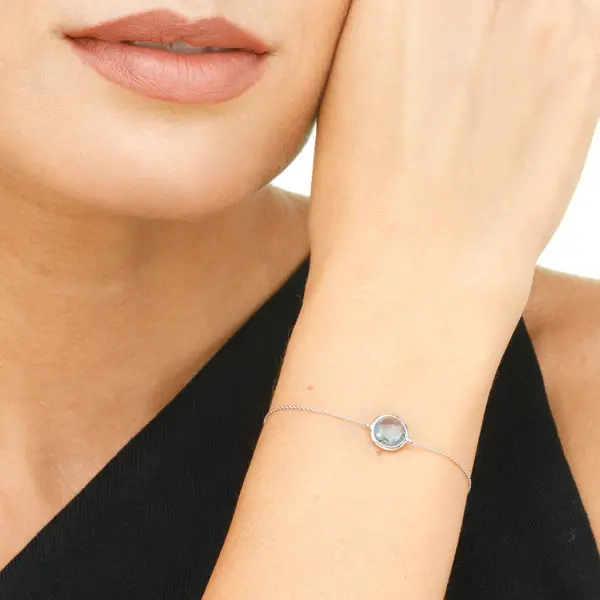 Leaf Jewelry Armkette Blue Topaz, 14 K Weissgold Riesige Rabatte