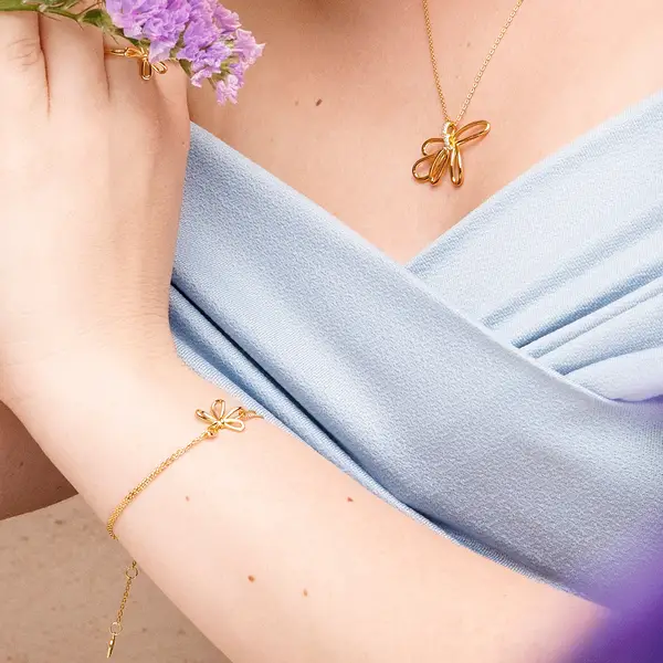 Leaf Jewelry Armkette Blossom, 18 K Rosegold vergoldet Großer Ausverkauf