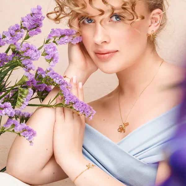 Leaf Jewelry Armkette Blossom, 18 K Rosegold vergoldet Großer Ausverkauf