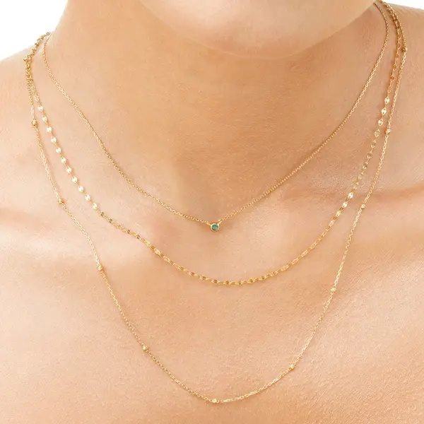 Leaf Jewelry Halskette Smaragd, 14K Weißgold Online Shopping