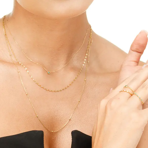 Leaf Jewelry Halskette Smaragd, 14K Weißgold Online Shopping