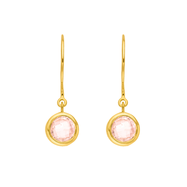 Leaf Jewelry Ohrhänger Solitär, Rosenquarz, 18 K Gelbgold vergoldet Preisnachlass