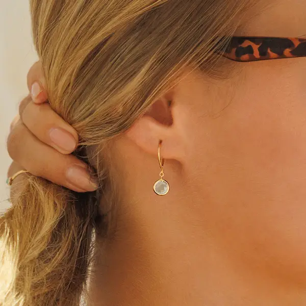 Leaf Jewelry Ohrhänger Solitär, Rosenquarz, 18 K Gelbgold vergoldet Preisnachlass