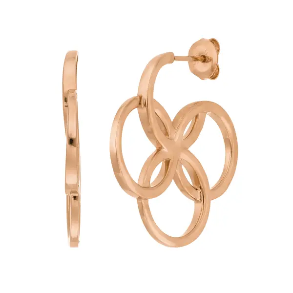 Leaf Jewelry Creolen Clover Charm, klein, 18 K Rosegold vergoldet Saisonale Angebote