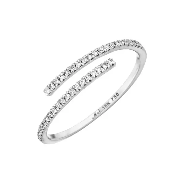 Leaf Jewelry Ring Open mit Diamanten, 18 K Weissgold, Gr.52 Neueste Mode