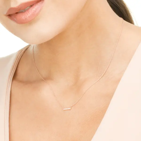 Leaf Jewelry Halskette Horizontal Bar, Diamant, 14 K Rosegold Fabrikpreis