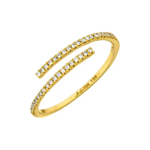 Leaf Jewelry Ring Open mit Diamanten, 18 K Gelbgold Saisonale Angebote