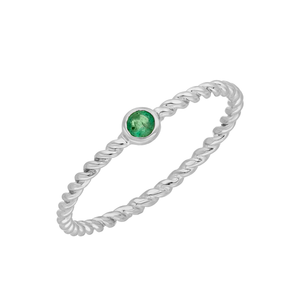 Leaf Jewelry Ring Twist Smaragd, 14K Weißgold Riesige Ersparnisse
