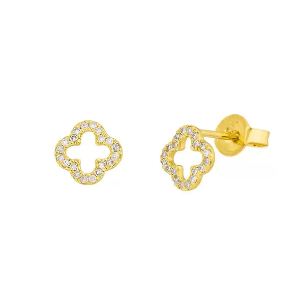 Leaf Jewelry Ohrstecker Clover mit Diamanten, 18 K Gelbgold Vierteljährliche Förderung