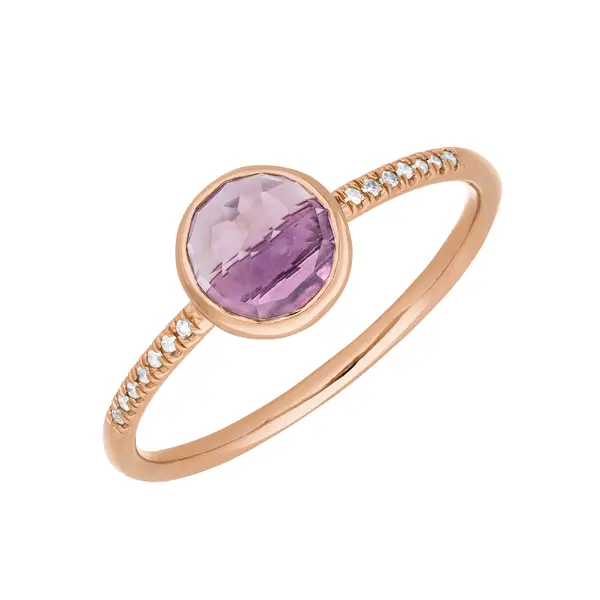 Leaf Jewelry Ring Amethyst mit Diamanten, 14K Rosegold, Gr.50 Discount Store für neue Produkte