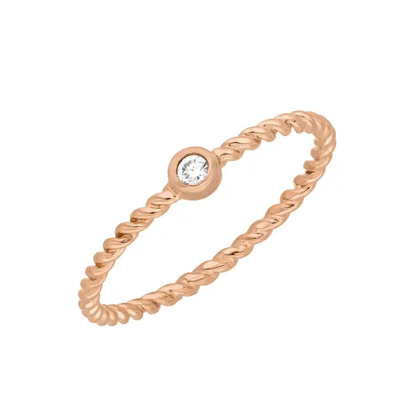 Leaf Jewelry Ring Solitaire, 18 K Rosegold Kostenloser Versand international